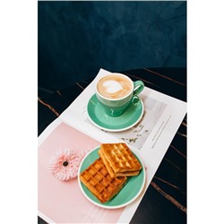 Кофейная пара Magistro Coffee time, 2 предмета: чашка 180 мл, блюдце d=14.5 см, фарфор, бирюзовая