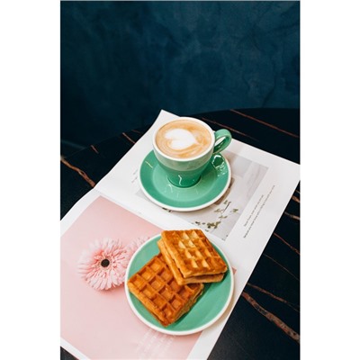 Кофейная пара Magistro Coffee time, 2 предмета: чашка 180 мл, блюдце d=14.5 см, фарфор, бирюзовая