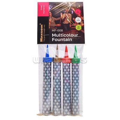 Свеча Фонтан для торта, разноцветный поток искр 10-12,5 см, (30сек.) 4 шт.