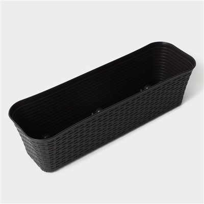 Ящик для цветов балконный «Ротанг», 12 л, 57.5×18×16 см, пластик, коричневый