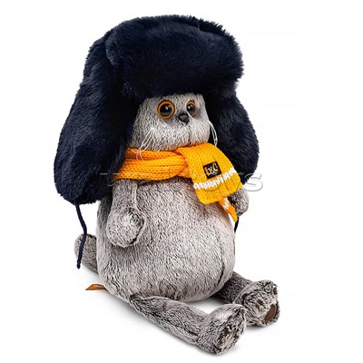 Кот Басик в меховой шапке и шарфе