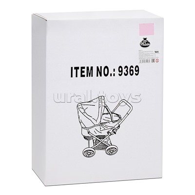 Коляска-люлька для кукол, металлическая, с корзиной, цвет серо-розовый