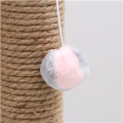 Когтеточка «Столбик» с дугой и игрушкой, 35×30×54 см, микс цветов