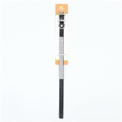 Ошейник, 38×1.5 см, ОШ 26-33, со стразами в 4 ряда, стразы на пряжке, чёрный