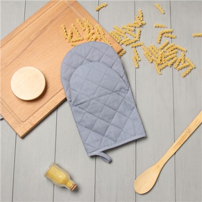Варежка-прихватка «Этель» Kitchen, серая, 15×28 см, саржа, 100% хлопок