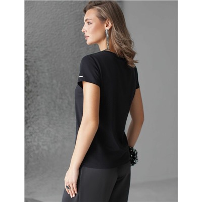 Нарядная футболка с принтом фольгой из премиального хлопка с эластаном