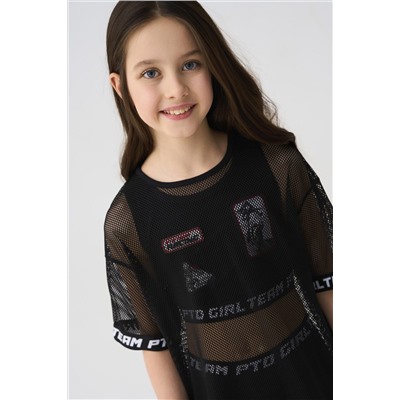 Комплект трикотажный для девочек: брюки (легинсы укороченные), топ, фуфайка (футболка) PLAYTODAY, 1243849