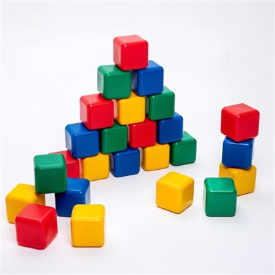 Кубики детские, пластиковые, цветные, 25 штук, 12 × 12 см