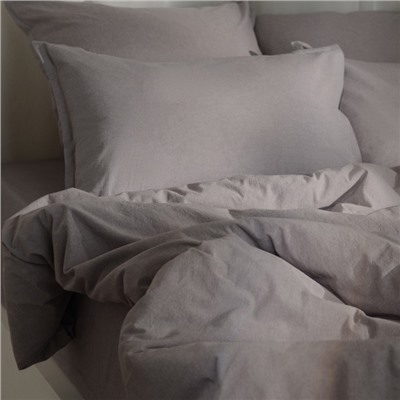 Простыня на резинке евро SL Home «Деним», 200×200+30 см, серая, жатый хлопок