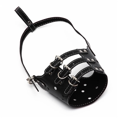 Намордник из прессованной кожи регулируемый, 4 (длина по носу 8.8 см, обхват морды 29-35 см), чёрный