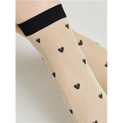 Полиамидные CONTE FANTASY Сияющие носки с объемными рисунками «Hearts»