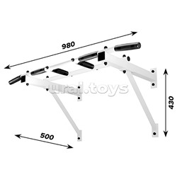 Турник треххватный (крепеж к стене) белый