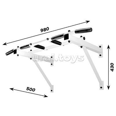 Турник треххватный (крепеж к стене) белый