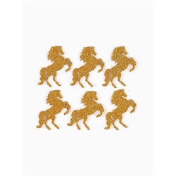 Декор новогодний на клеевой основе «Лошадки», золотой, набор 6 шт.