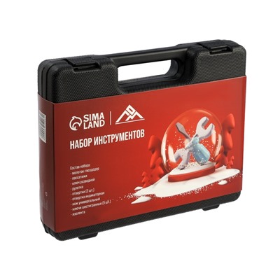 Набор инструментов в кейсе ЛОМ, в подарочной упаковке «НОВЫЙ ГОД», 15 предметов
