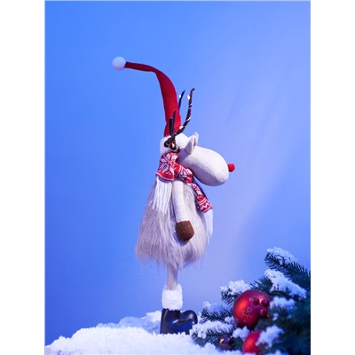 Фигура текстиль «Новогодний лосик» 58 см, 10 LED, от батареек CR2032×1, свечение тёплое белое