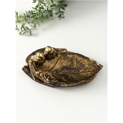 Подставка для мелочей «Птички», полистоун, 26×17×8 см, под золото