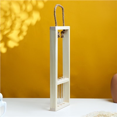 Подарочный ящик «Рамка», 46×15×4 см, деревянный, 3 колбы, ручка - верёвка