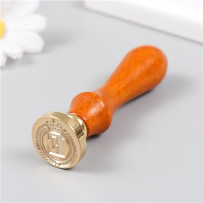 Печать для сургуча с деревянной ручкой «Корона с буквой E», 9×2.5×2.5 см