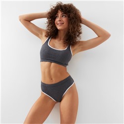 Комплект нижнего белья женский (топ, трусы) Collorista, тёмно-серый, размер 44-46