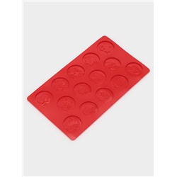 Форма для конфет и шоколада новогодняя Доляна «Новогодние кружочки», силикон, 29.8×17.5 см, 14 ячеек (d=5 см), красная