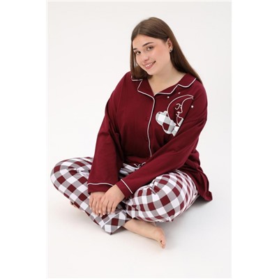 Пижама больших размеров Облако (Бордовый)