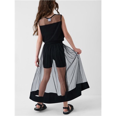 Комплект трикотажный для девочек: фуфайка (футболка), юбка-шорты