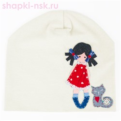 109 Ш Девочка с котенком Колпак для девочки (50-54)