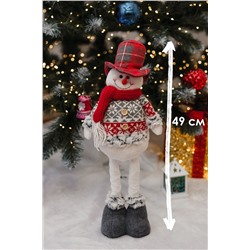 Игрушка новогодняя с выдвижными ногами Снеговик платье серое НАТАЛИ, 1224255
