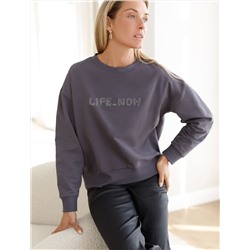 Свитшот из эластичного футера с авторским принтом