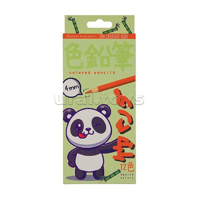 Карандаши цветные пластиковые 4,0 мм  "Kawaii animals", 12 цветов, 4 вида