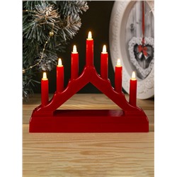 Светодиодная фигура «Красная рождественская горка», пластик, батарейки ААх2 (не в комплекте), свечение тёплое белое