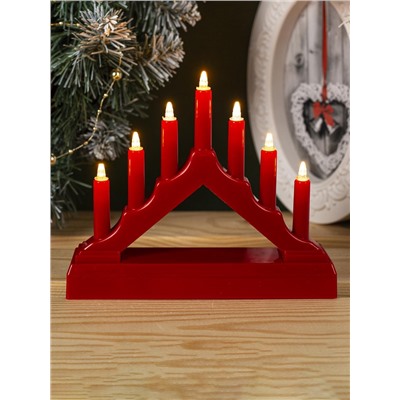 Светодиодная фигура «Красная рождественская горка», пластик, батарейки ААх2 (не в комплекте), свечение тёплое белое