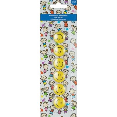 Набор магнитов для доски 20 мм 6 шт. "Смайлы" (328755)