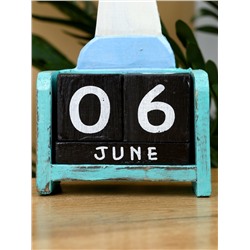 Календарь настольный «Маяк», 11×5×19 см, дерево, бирюзово-синий