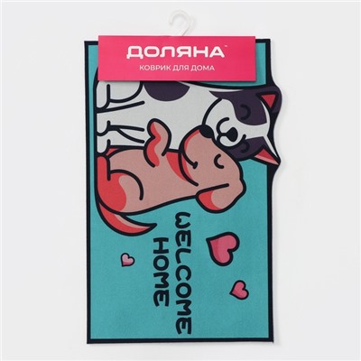 Коврик придверный Доляна «Любимцы», влаговпитывающий, без окантовки, 39×59 см