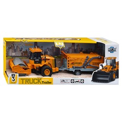 Машина "Асфальтоукладчик" с прицепом (свет,звук) в коробке