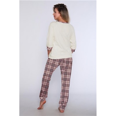 Женский домашний костюм с брюками 66 (Розовый)