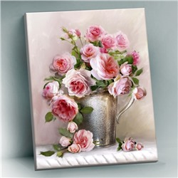 Картина по номерам 40х50 "Бузин. Утренний букет" с поталью платина (28 цветов)