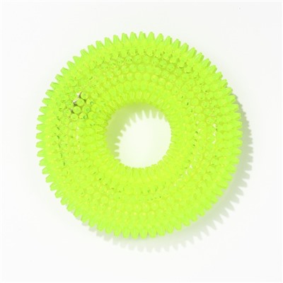 Игрушка светящаяся для собак «Жевательное кольцо», TPR, 12 см, жёлтая