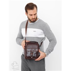 Сумка мужская кожаная 8612S brown Fuzhiniao в Новосибирске