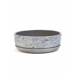 Горшок для цветов «Бонсай», для кактусов и суккулентов, 2 л, d=22 см, h=7 см, керамика, с поддоном, серый