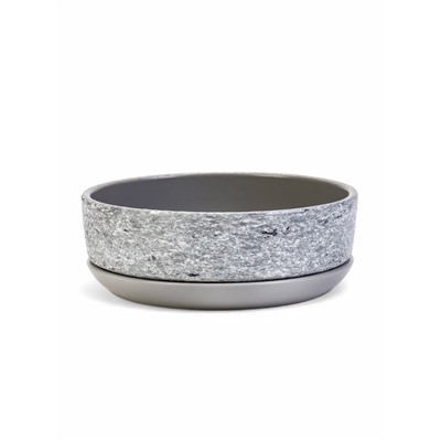 Горшок для цветов «Бонсай», для кактусов и суккулентов, 2 л, d=22 см, h=7 см, керамика, с поддоном, серый