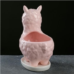 Декоративный горшок для цветов «Лама Лёля», керамический, 250 мл, 15×8×12 см, розовый