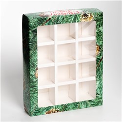 Коробка под 12 конфет новогодняя «Шишки», 19×15×3.5 см