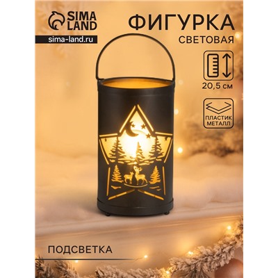 Фигурка светящаяся RISALUX «Ночной лес», LED-ночник, 3×ААА, чёрный, 12×12×20.5 см