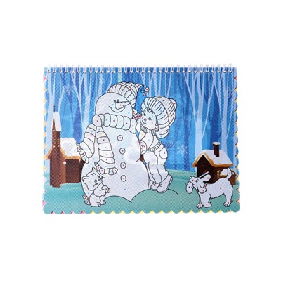 УЦЕНКА Книжка-раскраска многоразовая «Новый год» фломастеры 12 цв, 3D очки, бутылочка