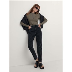 Брюки джинсовые женские CONTE CON-515 Джинсы mom с вытачками по карманам