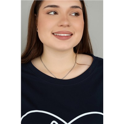 Футболка пижамная больших размеров (ФП-111 кошечка)