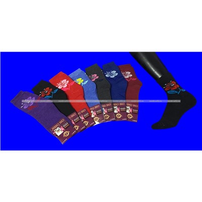 Термоноски женские внутри махра "Красный цветок"